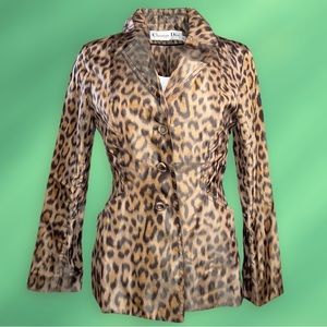 Christian Dior Iconic Mizza Leopard Print Silk Bar Jacket - Size 38 AUTHENTIC